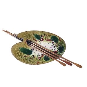 Matisse Renoir Copper  Enameled Paint Palette Vintage Brooch